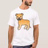 Fawn Staffordshire Bull Terrier Cartoon Dog T-shirt (Voorkant)