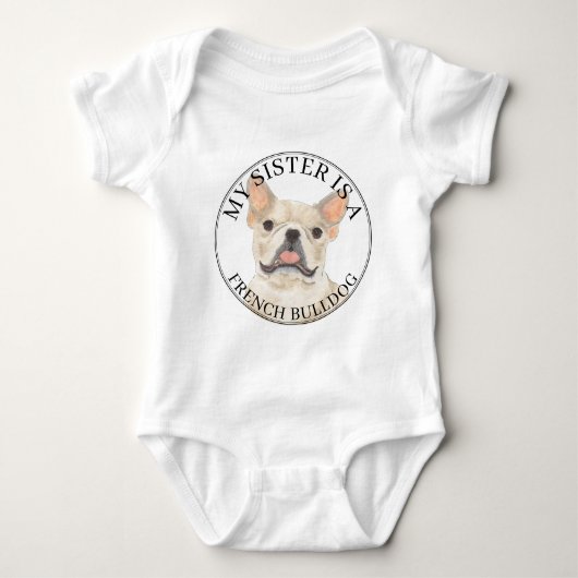 Fawn Tan Cream French Bulldog Big Sister Romper (Voorkant)