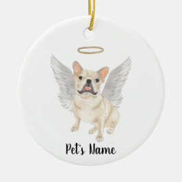 Fawn Tan Cream Frenchie Herdenking Keramisch Ornament