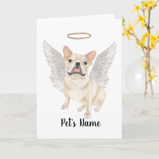 Fawn Tan Cream Frenchie Sympathie Kaart (Gele Bloem)