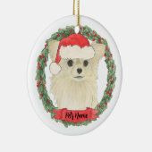 Fawn Tan Cream Long Haired Chihuahua Christmas Keramisch Ornament (Rechts)