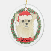 Fawn Tan Cream Long Haired Chihuahua Christmas Keramisch Ornament (Links)