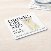 Fawn Tan langharige Chihuahua bruiloft Kartonnen Onderzetters (Schuin)