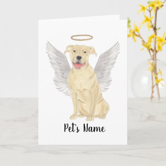 Fawn Tan Pitbull Staffy Memorial Kaart (Gele Bloem)