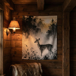 Fawn Tapestry | Misty Forest Art Wandkleed