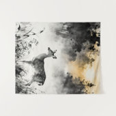 Fawn Tapestry | Misty Forest Art Wandkleed (Voorkant (horizontaal))