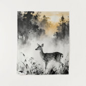 Fawn Tapestry | Misty Forest Art Wandkleed (Voorkant)