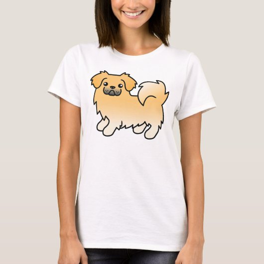 Fawn Tibetan Spaniel Cute Cartoon Dog T-shirt (Voorkant)