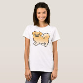 Fawn Tibetan Spaniel Cute Cartoon Dog T-shirt (Voorkant volledig)