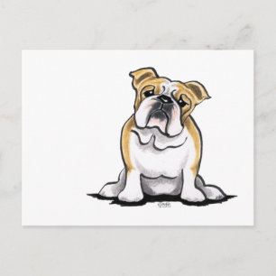 Fawn White Bulldog Sit Briefkaart