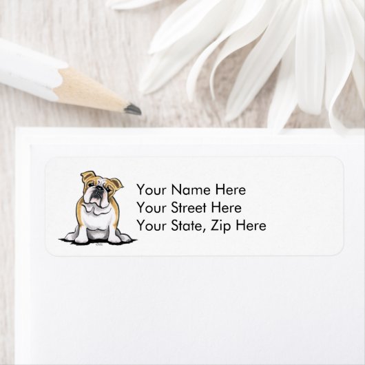 Fawn White Bulldog Sit  Etiket (Insitu)