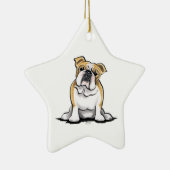 Fawn White Bulldog Sit  Keramisch Ornament (Rechts)