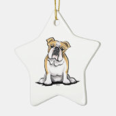Fawn White Bulldog Sit  Keramisch Ornament (Links)