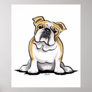 Fawn White Bulldog Sit  Poster