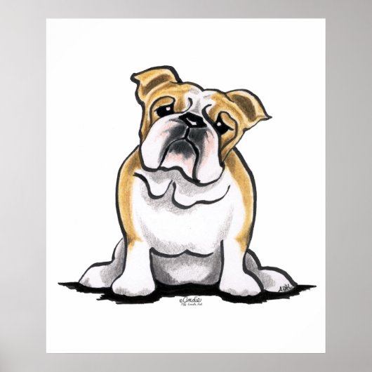Fawn White Bulldog Sit  Poster (Voorkant)