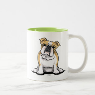 Fawn White Bulldog Sit  Tweekleurige Koffiemok