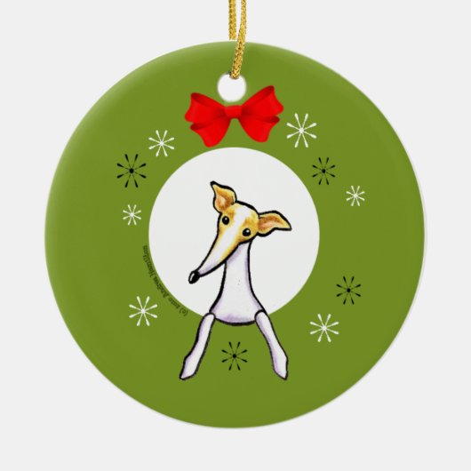 Fawn White Italy Greyhound Kerstmis Classic Keramisch Ornament (Voorkant)
