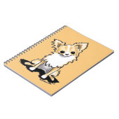 Fawn & White Longhair Chihuahua Sit Notitieboek (Linkerzijde)