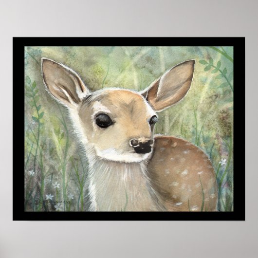 Fawn Wildlife Painting Poster (Voorkant)