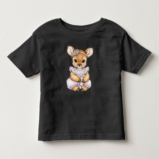 Fawn with a pluche bunny beroemd gemaakt door Nata Kinder Shirts (Voorkant)