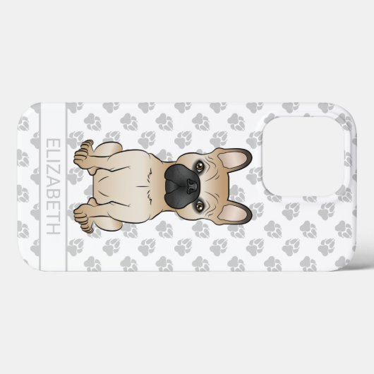 Fawn with Black Mask French Bulldog Dog & Name Case-Mate iPhone Case (Achterkant (horizontaal))