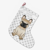 Fawn with Black Mask French Bulldog Dog & Name Grote Kerstsok (Voorkant (Hangend))