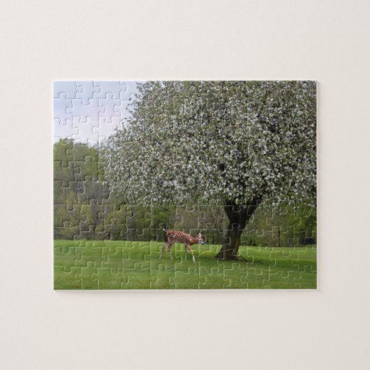 Fawn with Blossom Tree jigzaag puzzle Legpuzzel (Horizontaal)