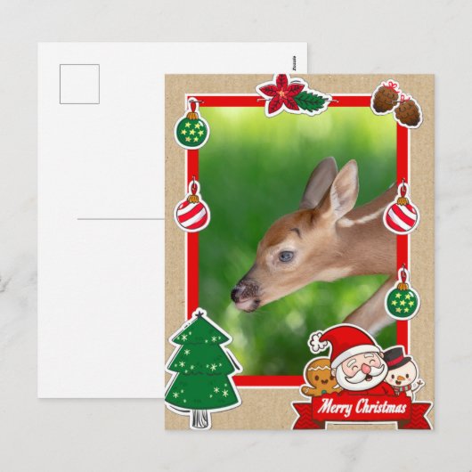 Fawn (witstaarthert) Kerst Kaart (Voorkant / Achterkant)