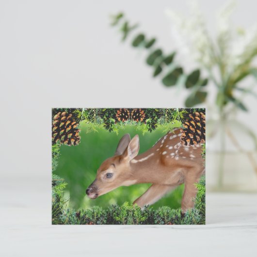 Fawn (witstaarthert) Kerst Kaart (Staand voorkant)