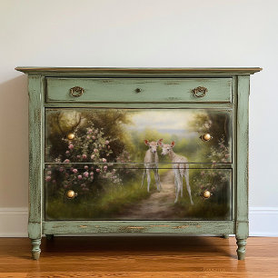 Fawns in de bloementuin Decoupage Papier Inpakpapier Vel
