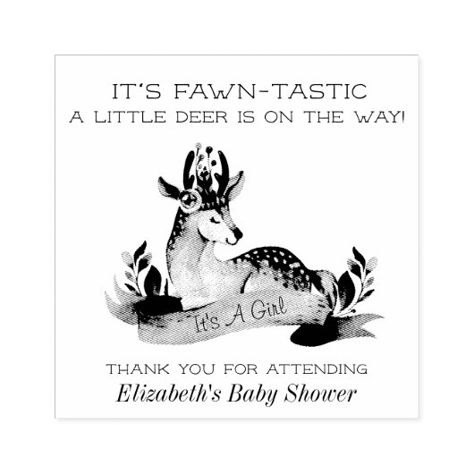 Fawntastic Deer Het is een meisje Baby shower stem Rubberstempel (Afrduk)