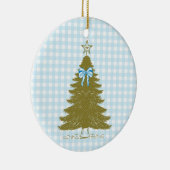 Faye and Lauren Blue Gingham Holiday Ornament (Rechts)