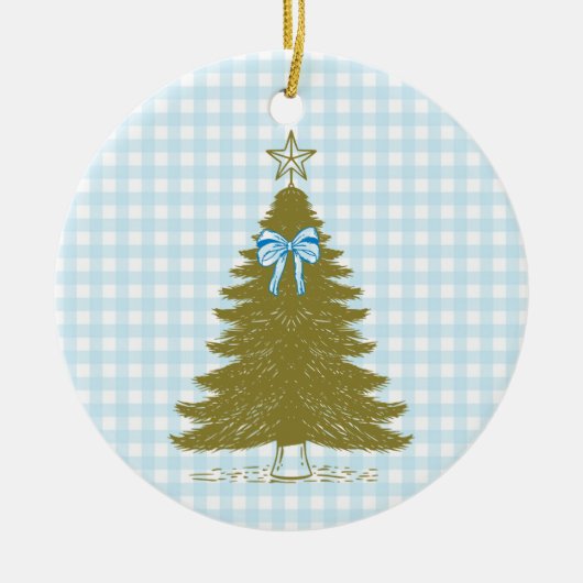Faye and Lauren Blue Gingham Holiday Ornament (Voorkant)