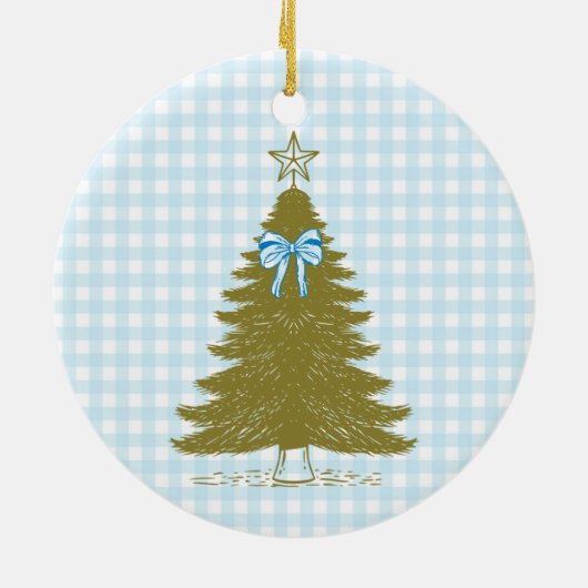 Faye and Lauren Blue Gingham Holiday Ornament (Achterkant)