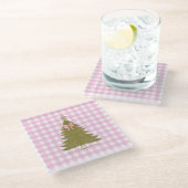 Faye and Lauren Pink Holiday Coaster Glazen Onderzetter (Schuin)