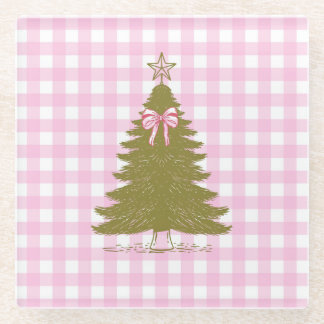 Faye and Lauren Pink Holiday Coaster Glazen Onderzetter