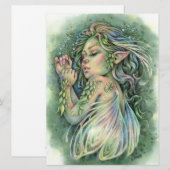 Faye Art Kaart Sleepy Cute Baby Forest Fairy Meisj (Voorkant / Achterkant)