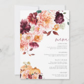 Faye Bourgogne Herfst Bloemenmenu Kaart (Voorkant)