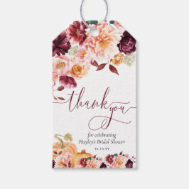 Faye Bourgogne Herfst Floral Dank u Vrijgezellenfe Cadeaulabel