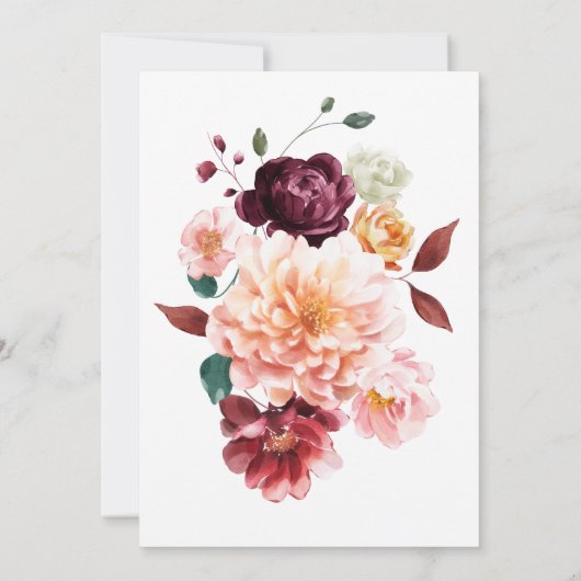 Faye Bourgogne Herfst Herfst Bloemen Vrijgezellenf Kaart (Achterkant)