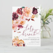 Faye Bourgondië Bloemrijke Herfst Laat ons Brunche Kaart (Staand voorkant)