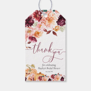 Faye Bourgondië herfst bloemige bedank bruidsfeest Cadeaulabel