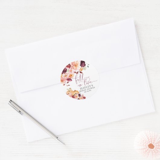 Faye Bourgondië Verliefd Worden Bruiloft Feest Ronde Sticker (Envelop)