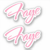 Faye Decoratieve naam in roze x2 Sticker (Voorkant)