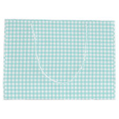 Faye en Lauren Aqua Blauwe Geruite Papier Groot Cadeauzakje (Achterkant)