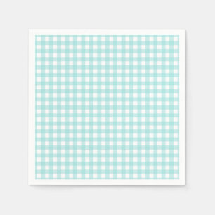 Faye en Lauren Aqua Blauwe Geruite Papier Servet
