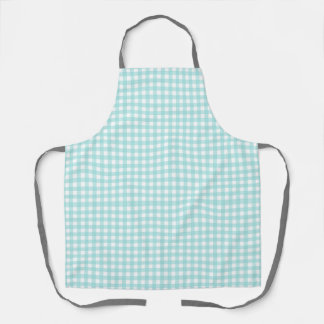 Faye en Lauren Aqua Blauwe Gingham 1 Schort