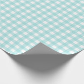 Faye en Lauren Aqua Blue Gingham Cadeaupapier (Hoek)