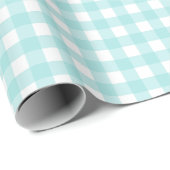Faye en Lauren Aqua Blue Gingham Cadeaupapier (Rol Hoek)