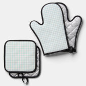 Faye en Lauren Baby Blue Gingham Ovenwant & Pannenlap Set (Voorkant / Achterkant)